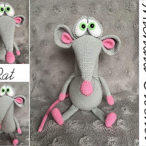 PATTERN Crochet Rat, amigurumi rat, pdf tutorial rat