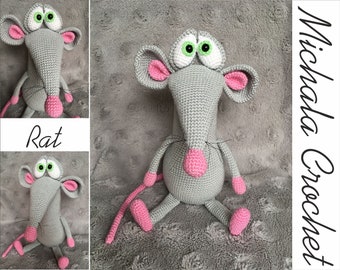 PATTERN Crochet Rat, amigurumi rat, pdf tutorial rat