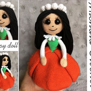 PATTERN crochet red poppy doll, amigurumi doll, pdf tutorial doll