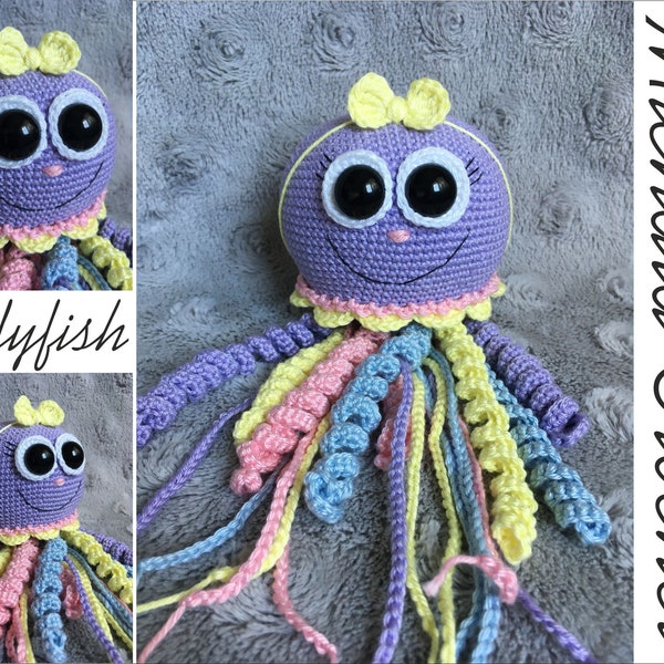 PATTERN crochet jellyfish, amigurumi jellyfish, pdf tutorial jellyfish