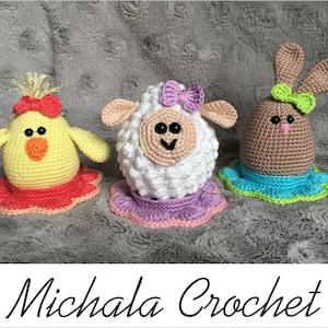 PATTERN crochet easter eggs, amigurumi easter eggs, pdf tutorial easter eggs, crochet bunny, sheep, chicken