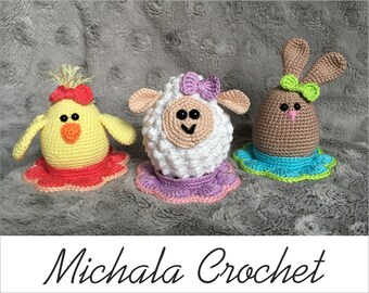 PATTERN crochet easter eggs, amigurumi easter eggs, pdf tutorial easter eggs, crochet bunny, sheep, chicken