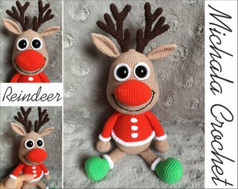 PATTERN crochet reindeer, amigurumi reindeer, pdf tutorial reindeer