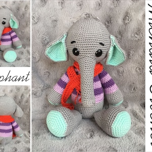 PATTERN crochet elephant, amigurumi elephant, pdf tutorial elephant