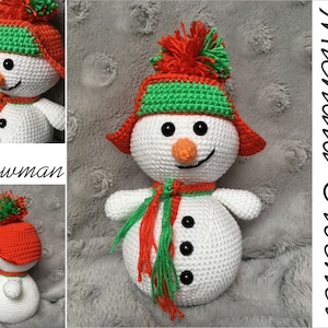 PATTERN crochet snowman, amigurumi snowman, pdf tutorial snowman