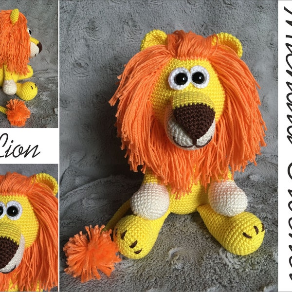 PATTERN crochet lion, amigurumi lion, pdf tutorial lion