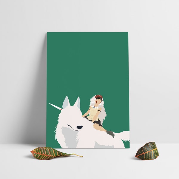 Princess Mononoke Studio Ghibli Art Poster | Digital Art | Minimalist Poster | Wall Art | Digital Download