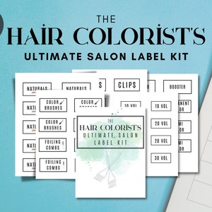 Kit de etiqueta de salão de cabeleireiro para colorista de cabelo para impressão, download digital de negócios de cabeleireiro