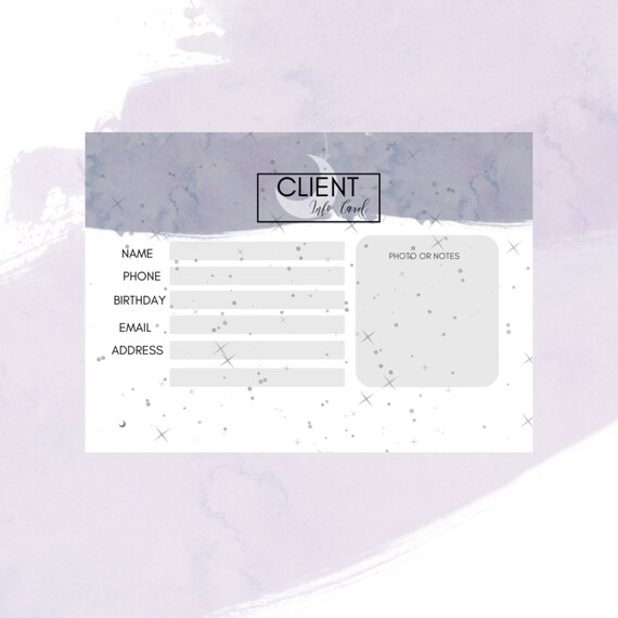 Hairstylist Client Info Card Salon Stylist Beauty Salon Etsy