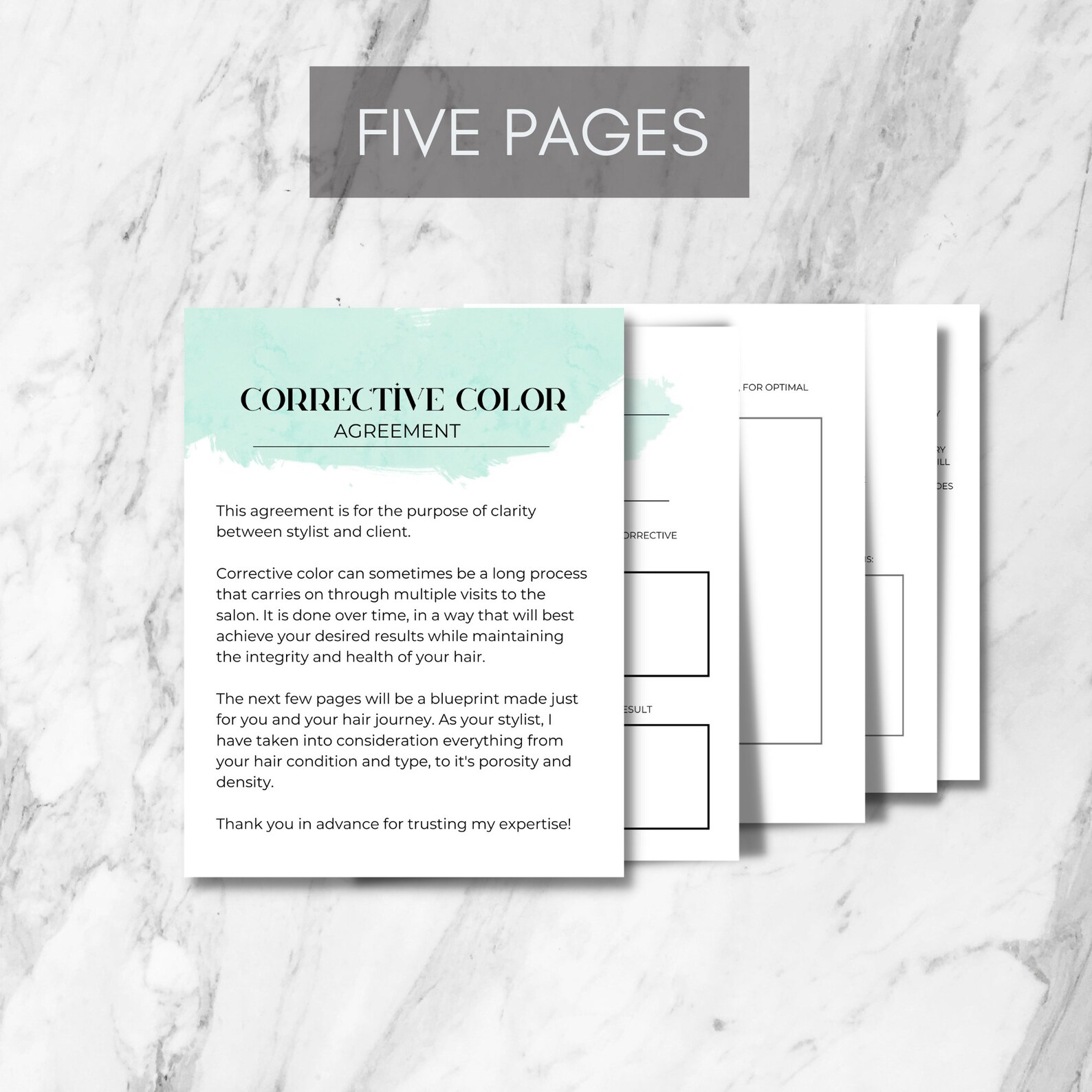 Color Contract Example Hairstylist Corrective Color Agreement - Etsy