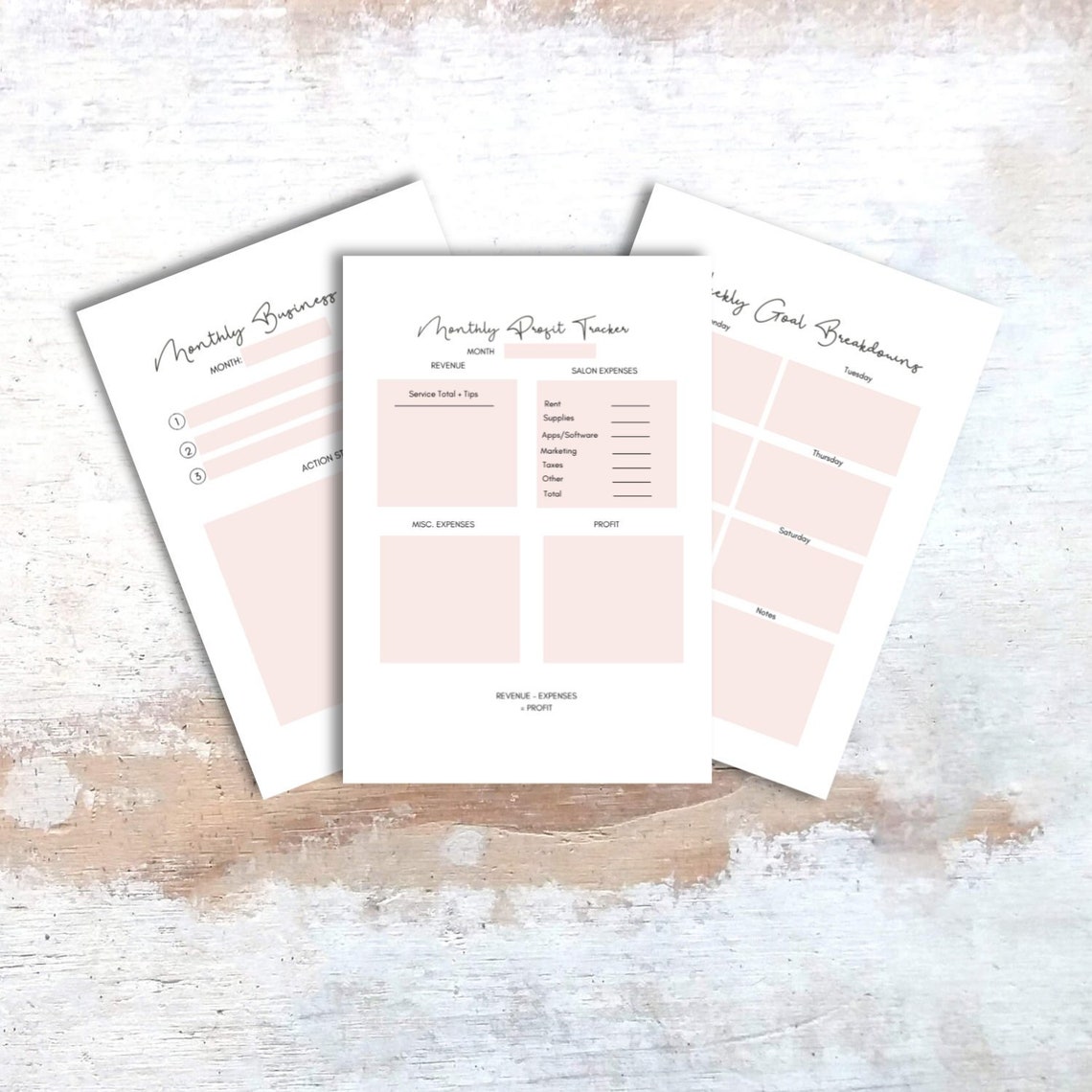 Hairstylist Planner Pages Goal Planner Profit Planner Etsy