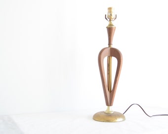 Vintage MCM wood table lamp