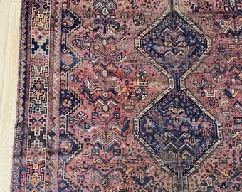 Antique area rug ,6’8”*5’4” ft, living room rug , wool rug , bedroom rug, entryway rug