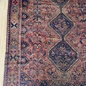 Tapis ancien de 6 pi 8 po. x 5 pi 4 po., tapis de salon, tapis en laine, tapis de chambre à coucher, tapis d'entrée image 1