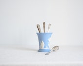 Vintage wedgewood vase,Blue jasperware vase with white engravings