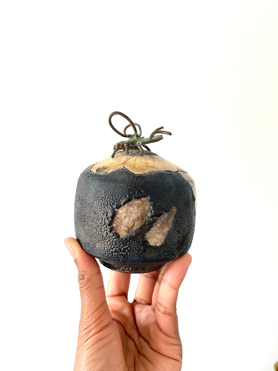 Vintage Ceramic Container With Lid/ Insect Motif Handmade Piece ...