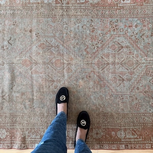 Antique Wool Area Rug, 3'11" x 5'8", Hand Knotted rug, heirloom rug in madder red , Terracotta rug, Living, study , Kitchen rug
