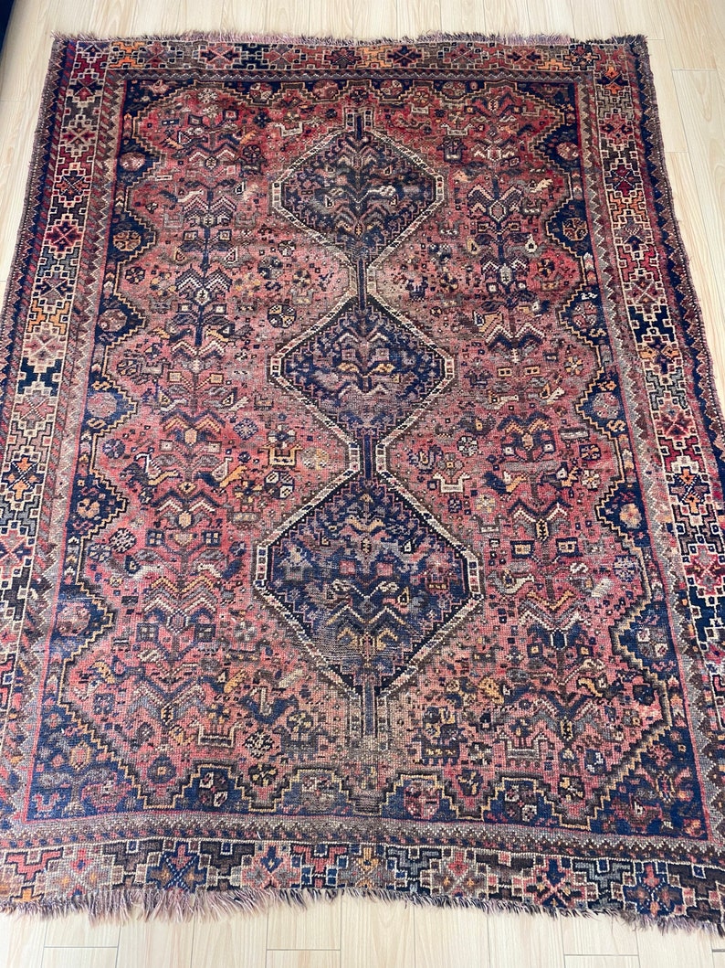 Antique area rug ,6854 ft, living room rug , wool rug , bedroom rug, entryway rug imagem 3