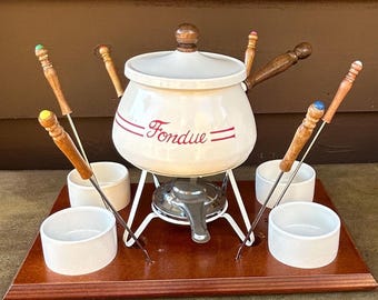 Service à Fondue Le Creuset Vintage Coupe Du Monde 1998 - Fonte Naturelle, Blanc