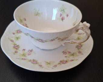 Antique Limoges China Platter: Tressemanes and Vogt, Blue Floral