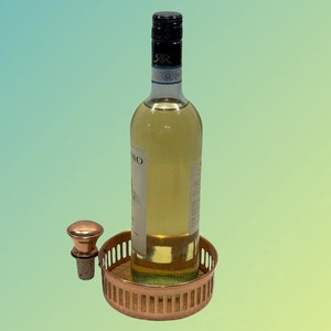 Wine bottle coaster, stopper, copper, vintage