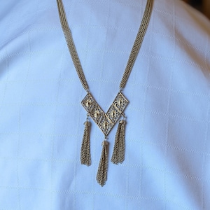 Sarah Coventry “Hi-Lo Elegance” Tassel Necklace 1970s Vintage