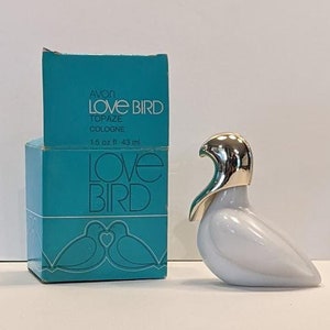 Avon, Decantador Love Bird, Colônia Topaze, 3/4 cheio, Vintage, década de 1970
