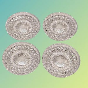 Crystal Coasters set of 4 Princess House Vintage 1990s Highlights Lead Crystal Coasters Clear Glass 3.5 Inch