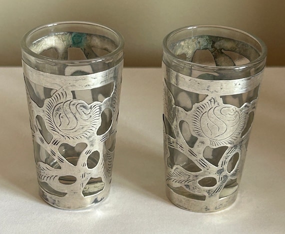 シルバー、スターリングショットグラス、エチョ・エン・メキシコ、2個