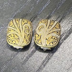 Earrings Damascene Clip-on Vintage