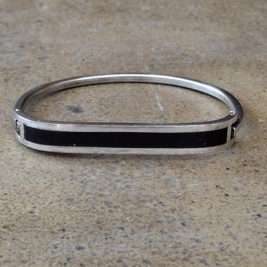 Bracelet Mexican Silver, Black Enamel Vintage Minimalist - Etsy Canada