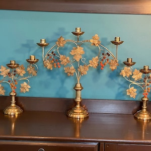 Antique French gilt brass altar candelabras