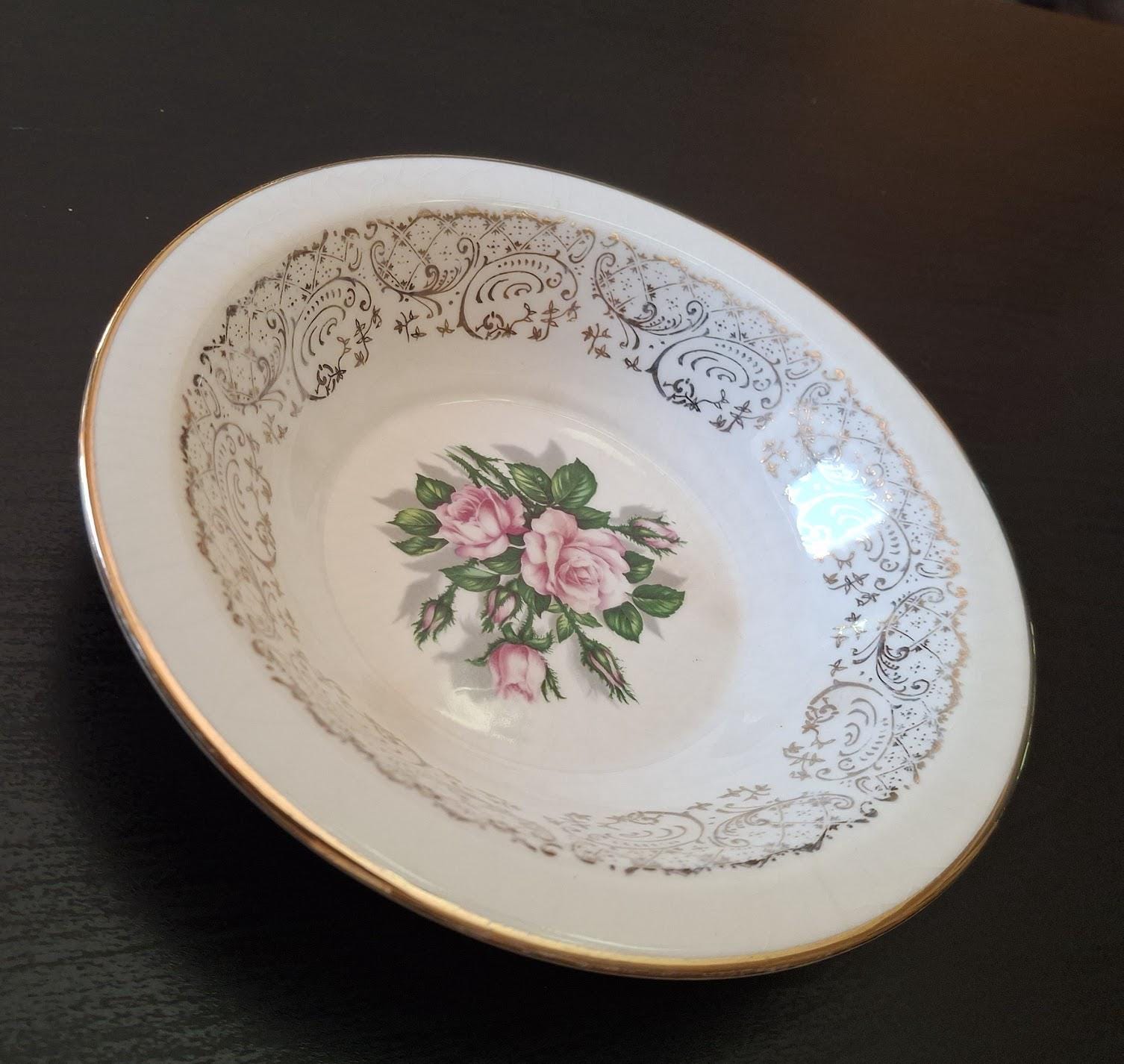 英国ウェストミンスター寺院　ゴブラン織テーブルランナー　Tudor Rose柄 Tudor Rose, Georgian China, Bowl, USA, Origin 22 KT. Gold, Vintage