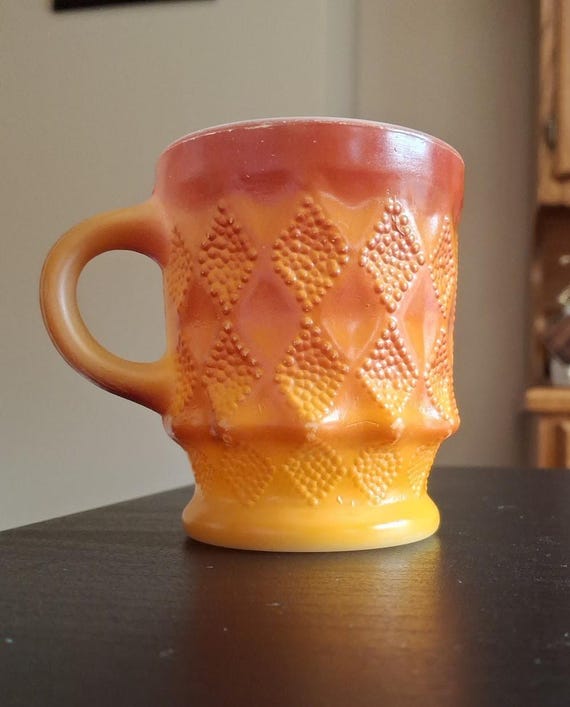 Fire King, Oven Safe, Mug, Kimberly Diamond Pattern, Coffee