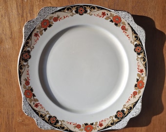 Dinner Plates, Royal Staffordshire Pottery,  A.J. Wilkinson LTD. Honeyglaze, Sussex Pattern, Vintage, Gilded, 1940s