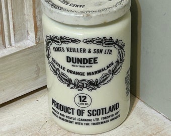 James Keiller & Sons Ltd. Dundee Orange Marmalade Jars, Milk Glass