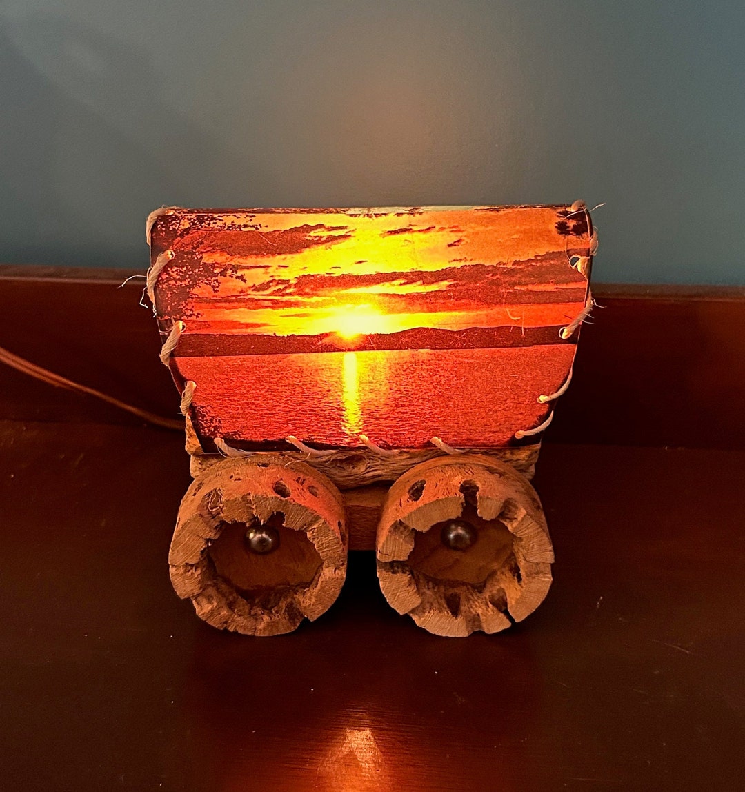 Wild West Covered Wagon Lamp, Vintage Etsy