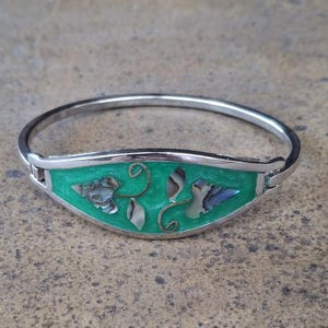 Armband Mexikanskt Silver, Abalone, Emalj, Snäckinlägg Vintage