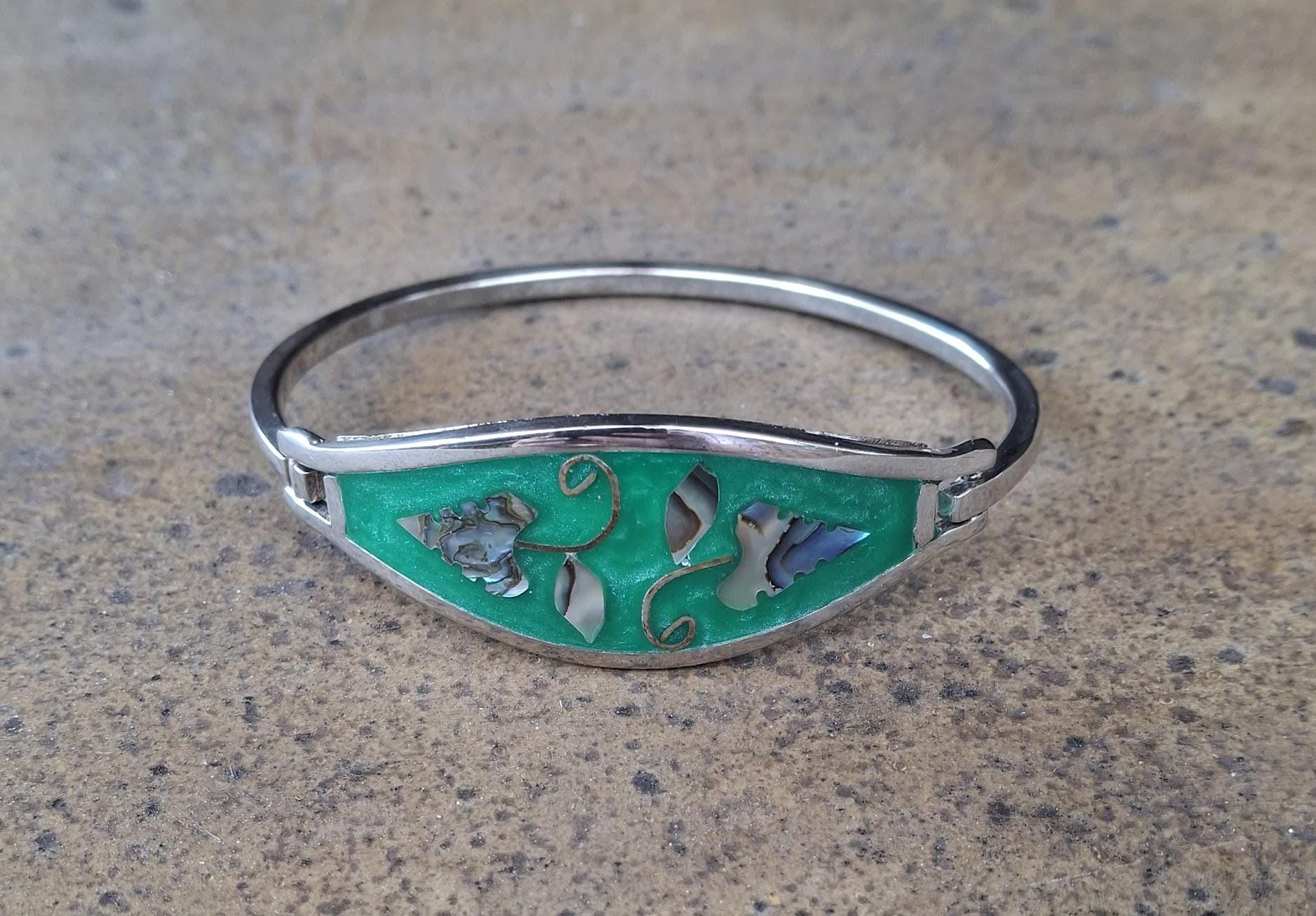 Bracelet Mexican Silver, Abalone, Enamel, Shell Inlay Vintage - Etsy