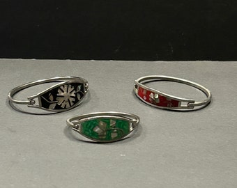 Bracelet Mexico Alpaca Silver, Abalone,  Enamel, Shell Inlay Vintage