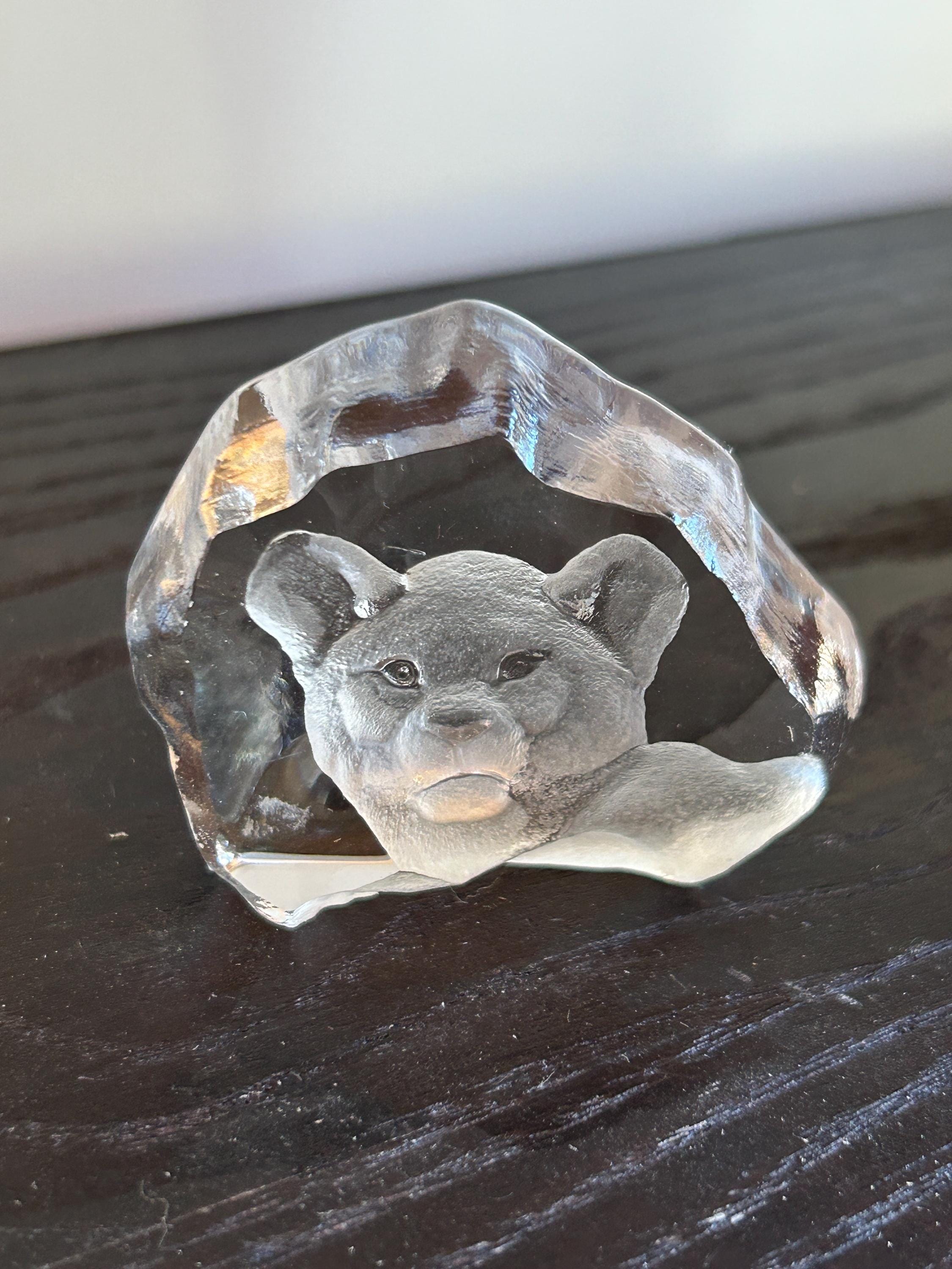 Mats Jonasson, Paperweight, Sweden, Signed, Miniature Lion Cub