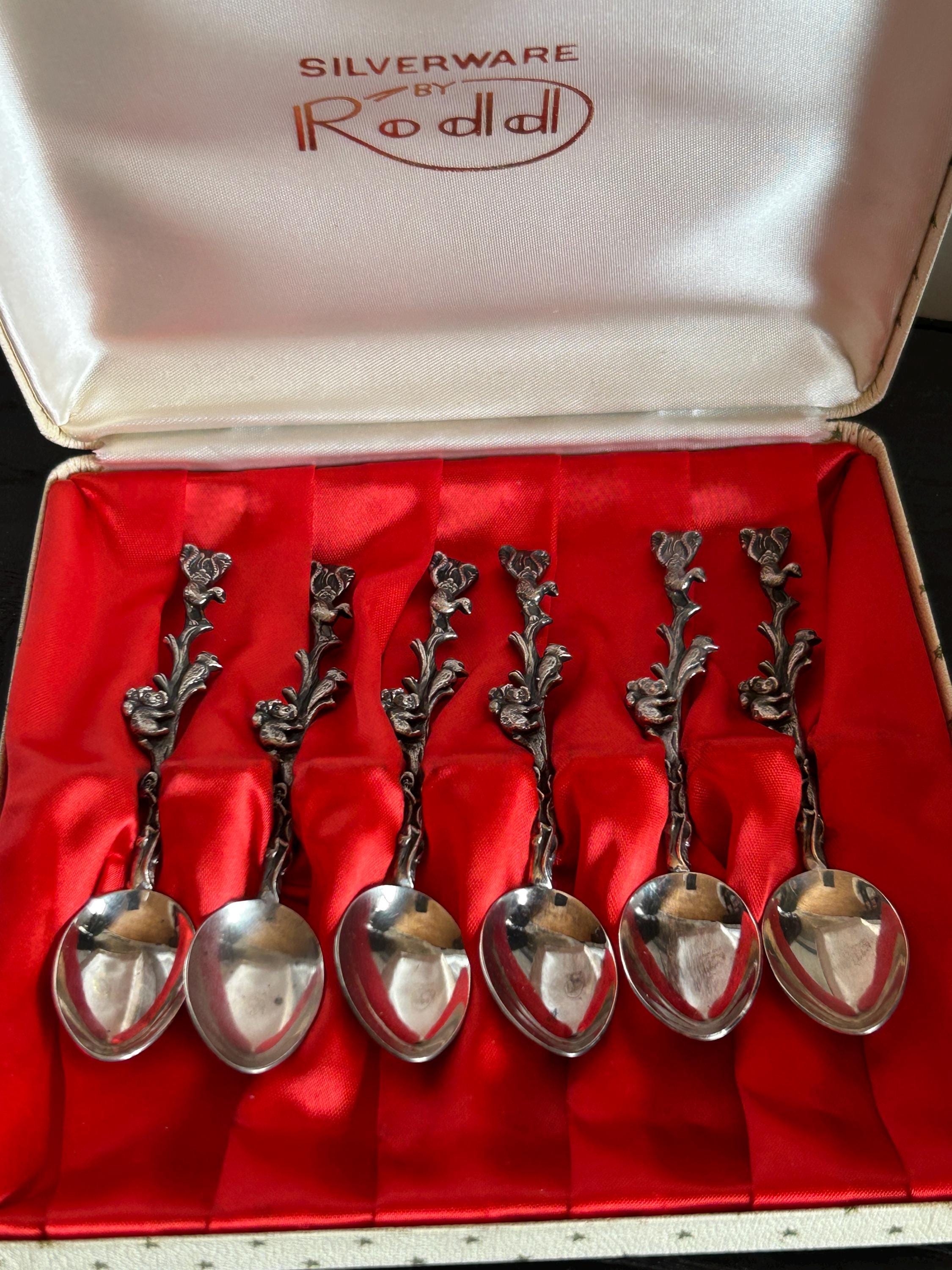 Rodd Spoons, Set 6, Australian Animals, Silver EPNS A1, Vintage