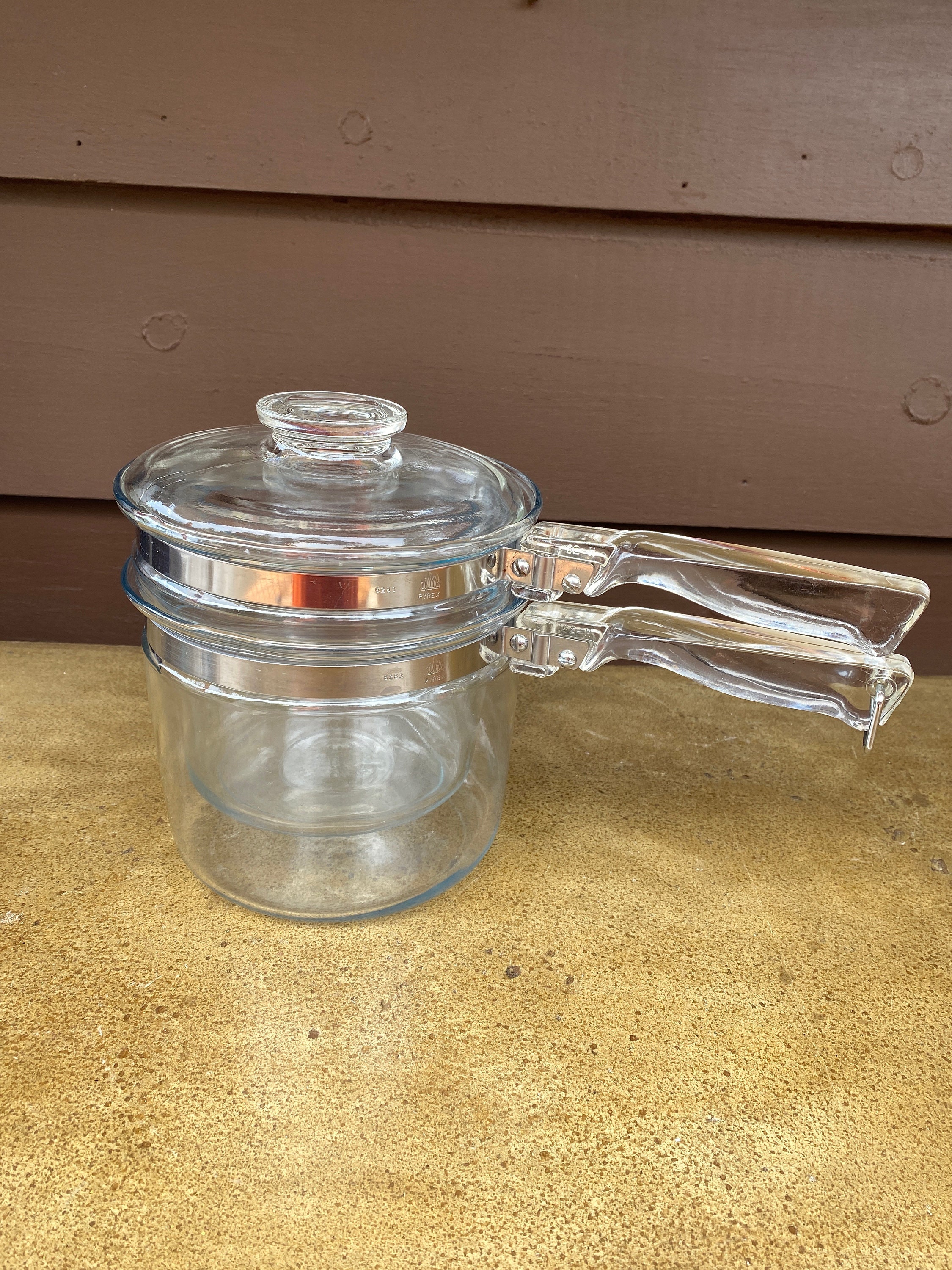 Vintage Pyrex Flameware Glass Double Broiler with Acrylic Handles - 3 –  edgebrookhouse