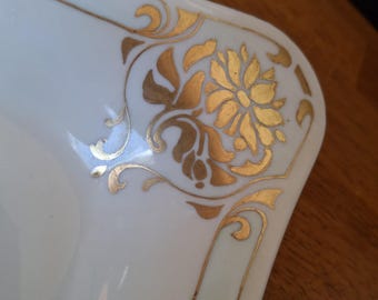 ドイツ製 Hutschenreuther ペールピーチ 金彩 美しいレリーフ5枚 Hutschenreuther, Gelb, Dish, Bavarian, Vintage, Porcelain, 1910s