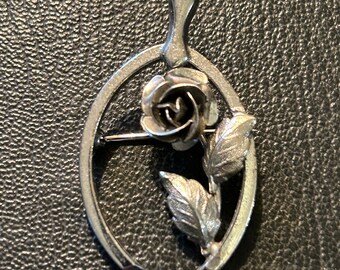 Brooch Bond-Boyd Sterling Silver Wishbone and Rose