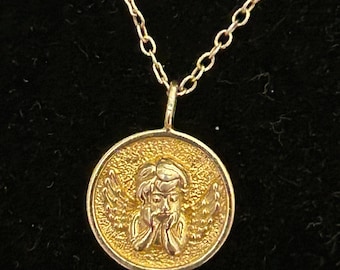 Ciondolo e collana con angelo cherubino, vintage