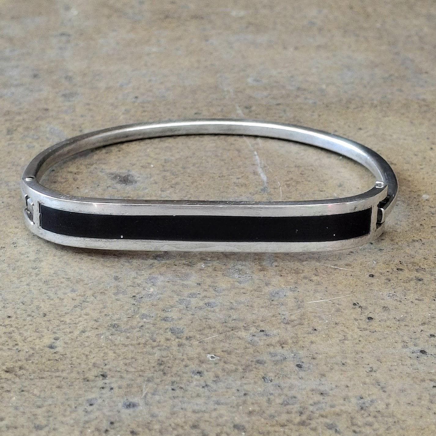 Bracelet Mexican Silver, Black Enamel Vintage Minimalist - Etsy Canada