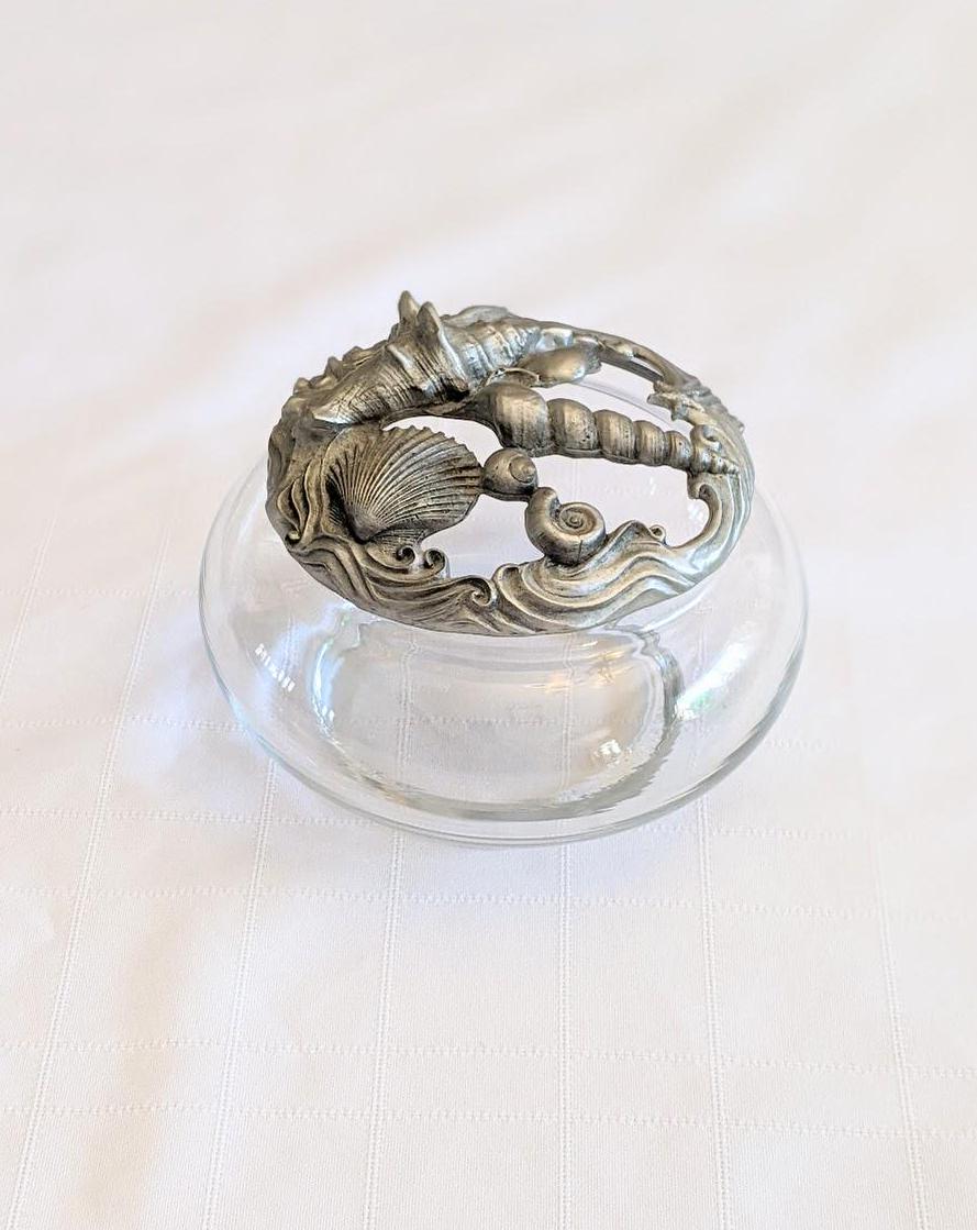 SEAGULL PEWTER 小物置き 置きもの Vintage Seagull Pewter Large Potpourri Bowl, Shell Motif - Etsy