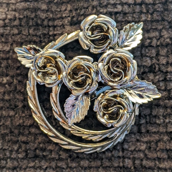 Broche Coro Bouquet de roses vintage des années 1960