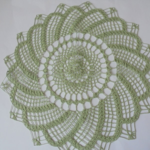 A touch of spring and fresh colors - delicate like lace - crocheted doily made of lime green cotton yarn with 16 points approx. 43 cm